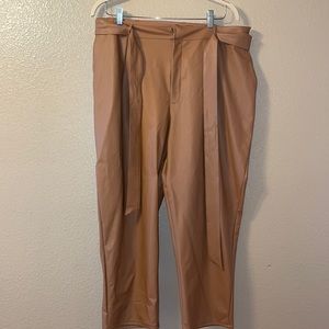 Express Brown Faux Leather Work Pants